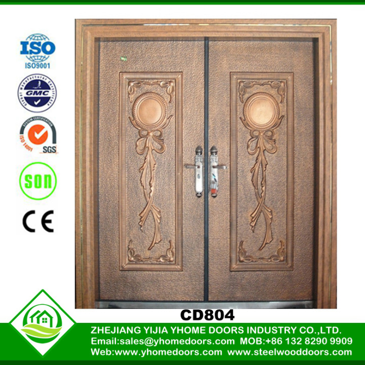 eyebrow top wrought iron double entry door,front door windows,pvc laminated wood door