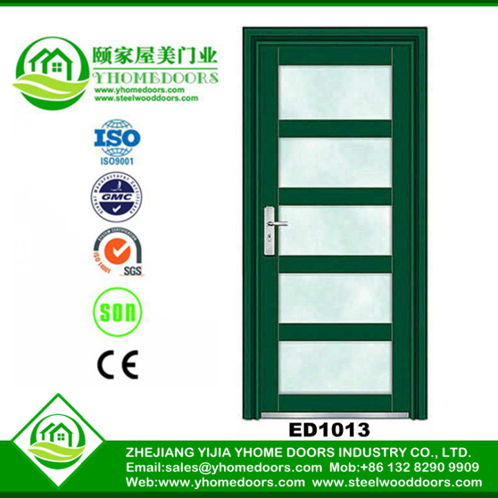 plain solid wood doors,RED DOOR ,stainless steel residential entry door